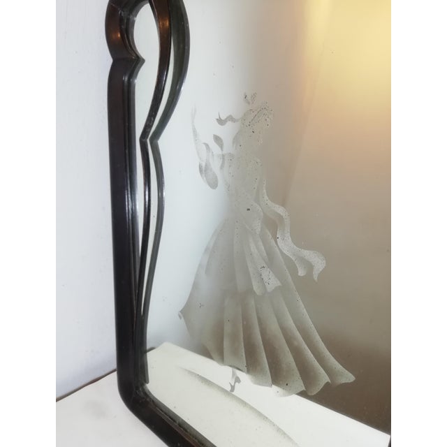 Art Deco Mirror with Emery Glass, Italy, 1940s For Sale - Image 3 of 12