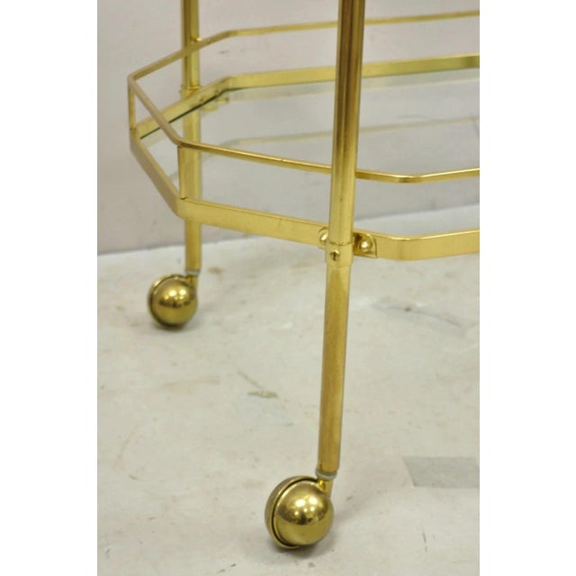 Mid 20th Century Italian Modern Brass and Glass 3 Tier Rolling Bar Cart Serving Table For Sale - Image 11 of 12