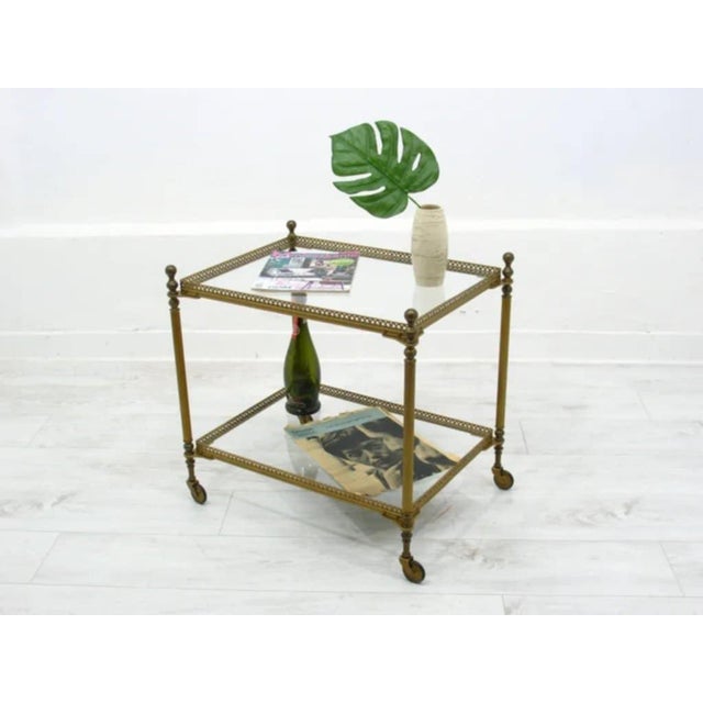 Mid-Century Modern Serving Bar Cart in Brass, 1960s For Sale - Image 3 of 14