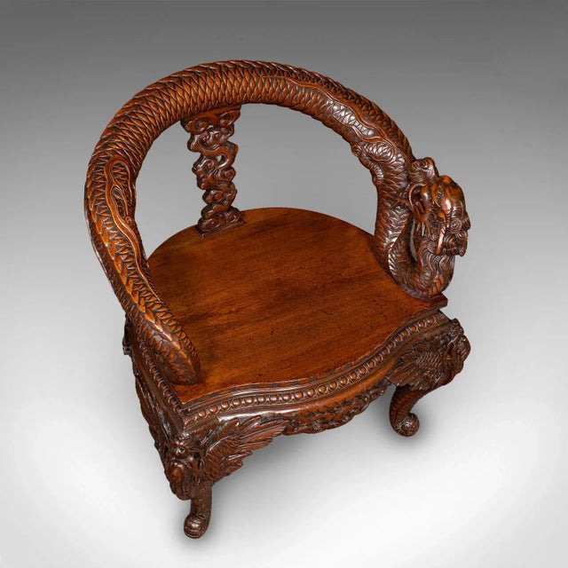 Vintage Decorative Elbow Chair, Oriental, Hall, Fireside, Dragon Seat, Art Deco For Sale - Image 6 of 12