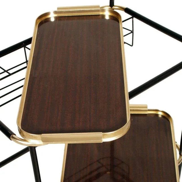 Mid-Century Italian Mahogany, Formica & Metal Bar Trolley, 1960s For Sale - Image 3 of 9