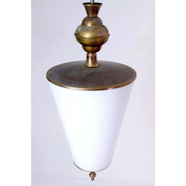 Mid Century Italian Opaline Pendant Lamp For Sale - Image 4 of 7