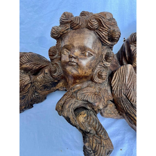 Wood Rare Large 15th Century Renaissance English Oak Roof Angels Corbel. For Sale - Image 7 of 12