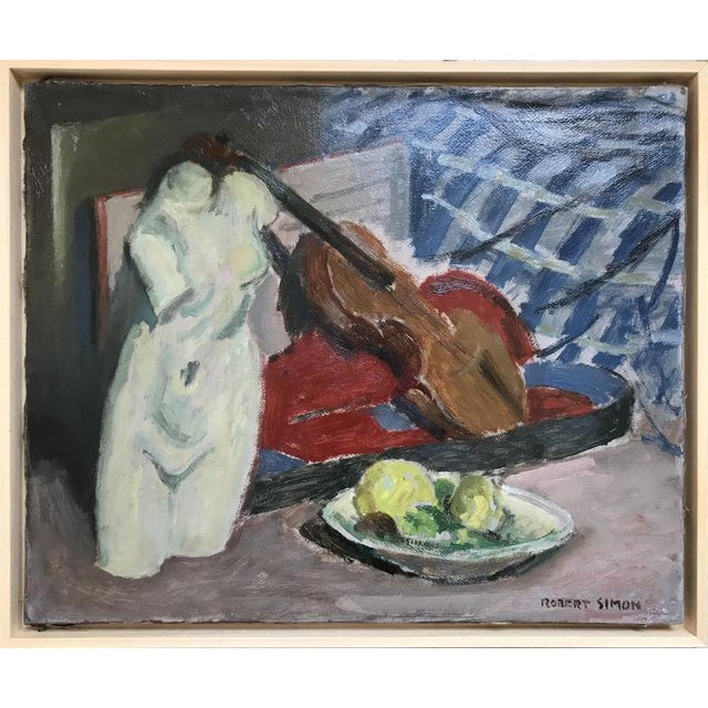 Textile Robert Simon, In the studio, 1942, Oil on Canvas For Sale - Image 7 of 7