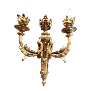 1990s Original French Import Bronze Louis XV Ormolu Sconce Wall Lighting 2 Avail For Sale
