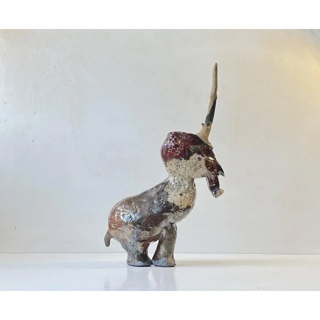 Danish Naive Fantasy Unicorn in Raku Burnt Stoneware, 2000s For Sale - Image 12 of 12