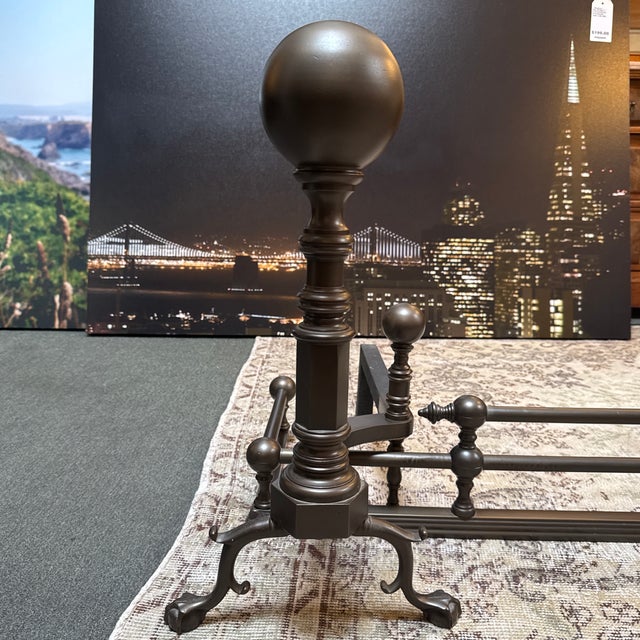 Contemporary Fireplace Fender and Andirons, Set For Sale - Image 3 of 9