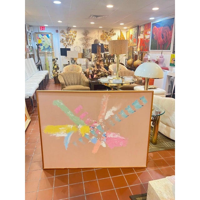 Mid-Century Modern Large Signed Post Modern Abstract Expressionist Painting 1980's For Sale - Image 3 of 18
