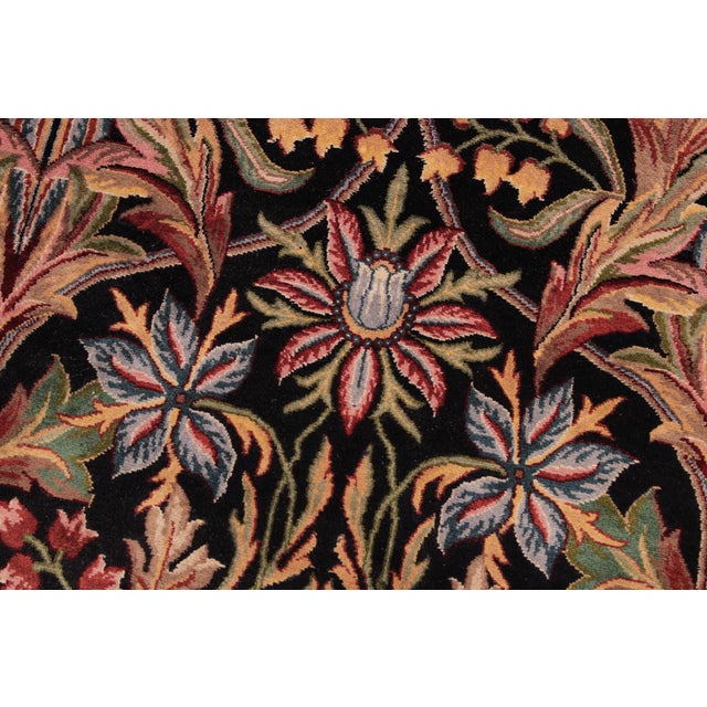Art Nouveau 1990's Pak-Persian Black/Black Wool Rug - 9'1'' X 12'6'' For Sale - Image 4 of 9