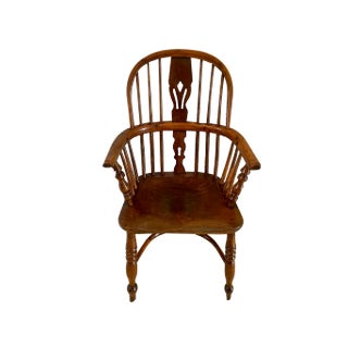 George III Yew Wood Windsor Armchair, 1800s For Sale