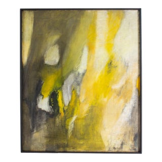 Abstract Oil and Chalk Pastel on Canvas Abstract Painting Reiko Sakagami Baum For Sale