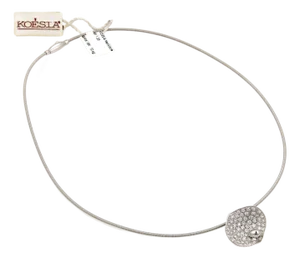 Koesia 1.23ct Diamond & Pearl 18k White Gold Shell Pendant Cable Necklace