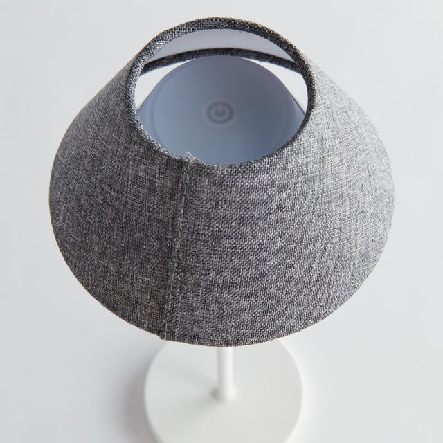 Alluna Cordless Led Lamp 14" - Gray Linen Shade/White Base For Sale In Chicago - Image 6 of 11
