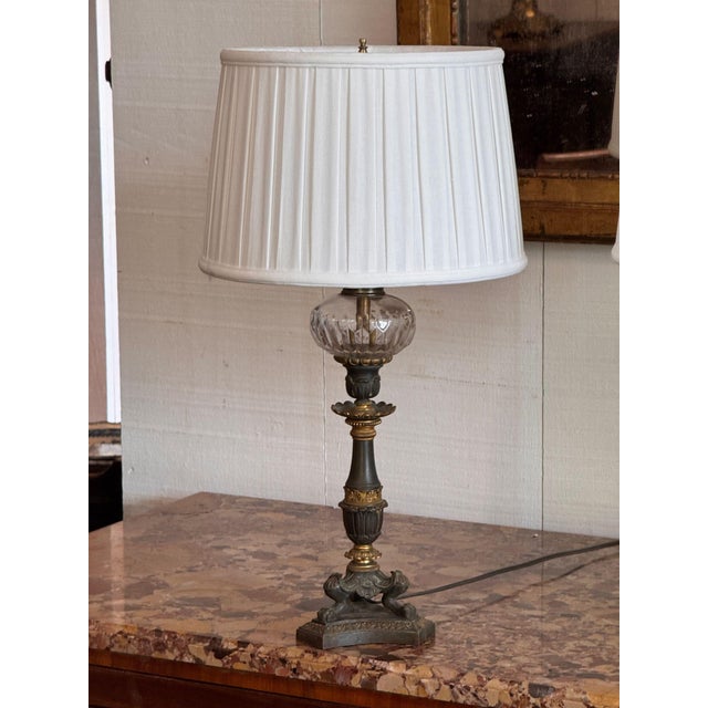 Early 19th Century Early 19th Century French Empire Lamps With Cut Glass Fonts - Pair For Sale - Image 5 of 12
