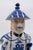 Ceramic Pair of Vintage Chinese Blue & White Porcelain Chinese Emperor Figures For Sale - Image 7 of 18