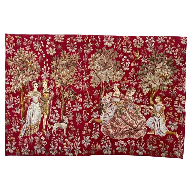 Jaquar Aubusson Tapestry with Medieval Design, 1970s For Sale