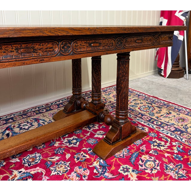 Antique French Renaissance Farmhouse Triple Baluster Dining Table Oak c.1900 For Sale - Image 14 of 18