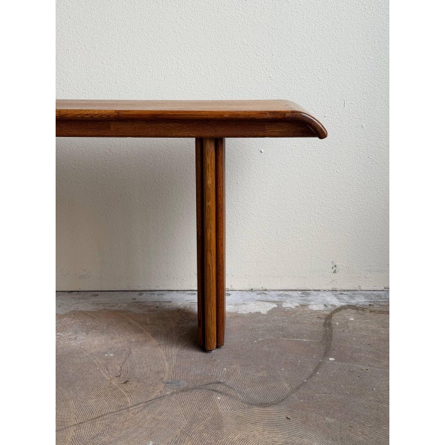 Solid Oak Console Table With Waterfall Edges - Vintage Modern Entryway Table For Sale - Image 4 of 9