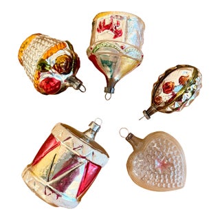 Vintage German Mercury Glass Ornaments, Set of 5 For Sale