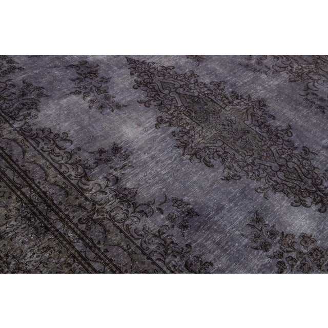 Vintage Persian Overdyed Handmade Medallion Gray Wool Rug For Sale - Image 10 of 11