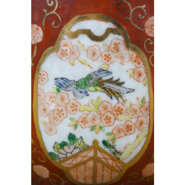 Pair Chinese Imari Style Handled Cachepots Planters Jardinieres Urns 7" For Sale - Image 9 of 14