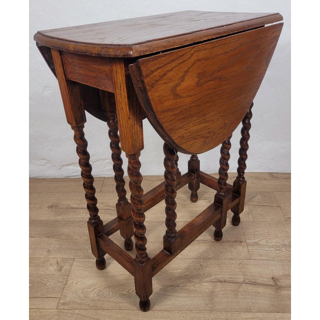 Late 19th Century Antique 19th Century Barley Twist Drop Leaf Gate Leg Occasional Table For Sale - Image 5 of 18