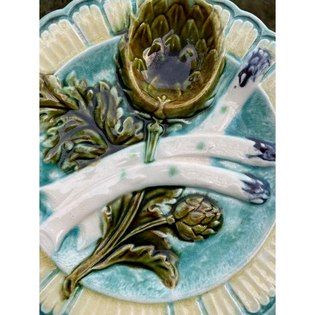 Antique 1890s French Salins Majolica Asparagus Plate For Sale - Image 10 of 15
