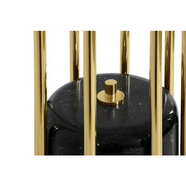 Floor Lamp in Gold-Plated Brass with Black Marble Base For Sale - Image 3 of 5