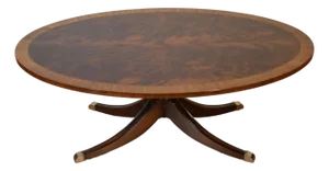 Vintage Ethan Allen Regency Style Flame Mahogany Banded Satinwood Coffee Table