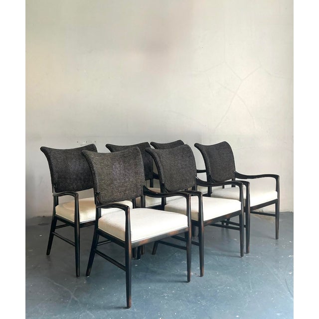 Vintage Boho Palecek “Catalina Cane” Arm Chairs - Set of 6 For Sale - Image 9 of 11