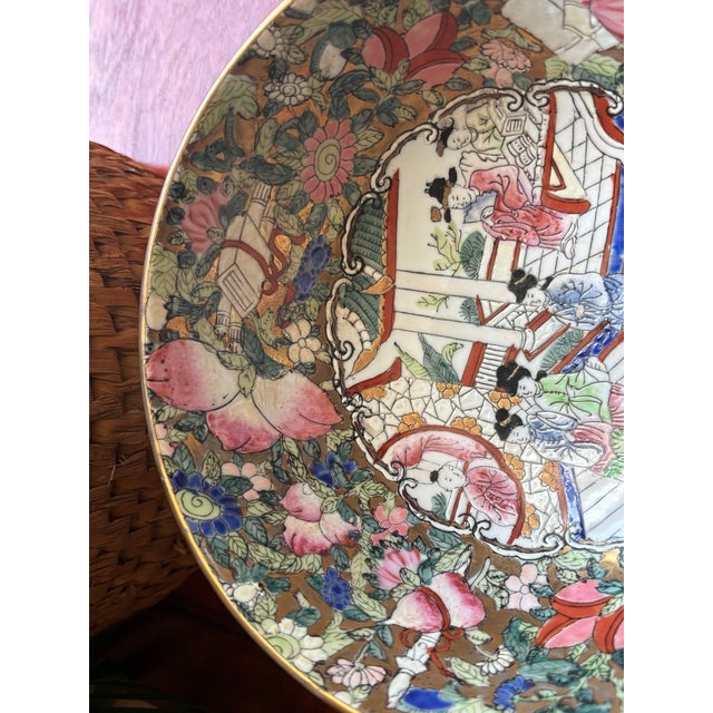 1980s Vintage Chinese Rose Medallion Famille Rose Enameled Porcelain Bowl For Sale - Image 5 of 8