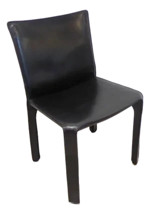 Vintage Cassina Bellini Black Leather Side Chair