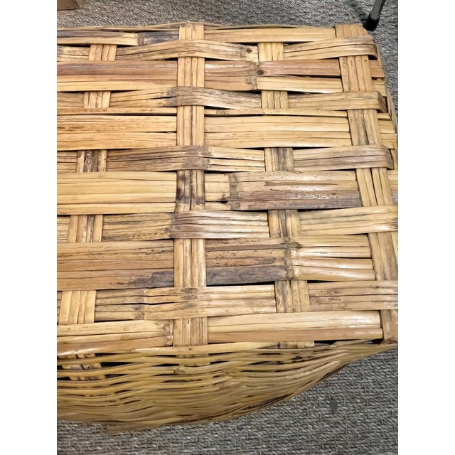 Large Vintage French Country Split Bamboo Storage Basket 32” Width For Sale - Image 10 of 18