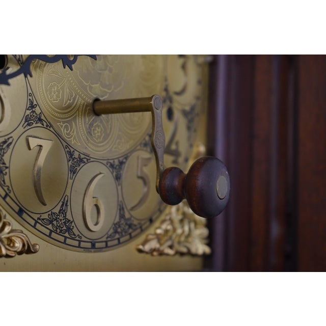 1980s Ethan Allen Mahogany Tall Case Grandfather Clock For Sale - Image 5 of 12