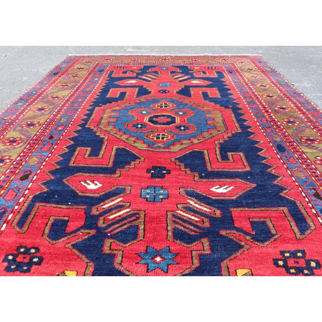 Measures: 4'8 x 7'2 Antique Caucasian Kazak Rug with Bold Geometric Tribal Medallion Design. Keivan Woven Arts/...