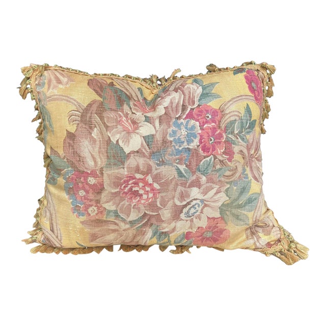 Floral Printed Linen Pillow Chairish