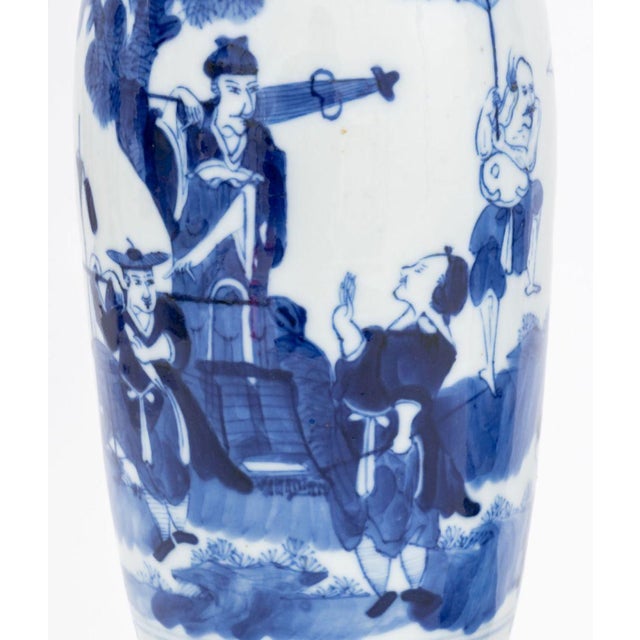Late 19th Century Chinese Blue & White Porcelain Vases, Near Pair For Sale - Image 5 of 12
