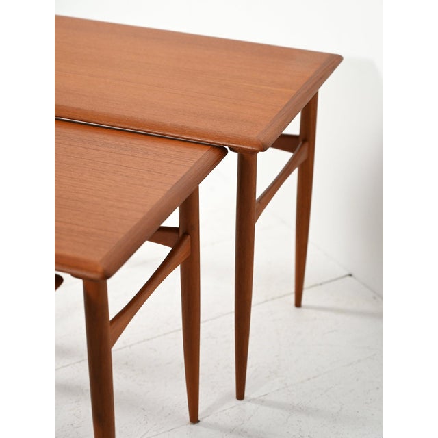 Scandinavian Teak Nesting Tables, 1960s, Set of 3 For Sale - Image 9 of 10
