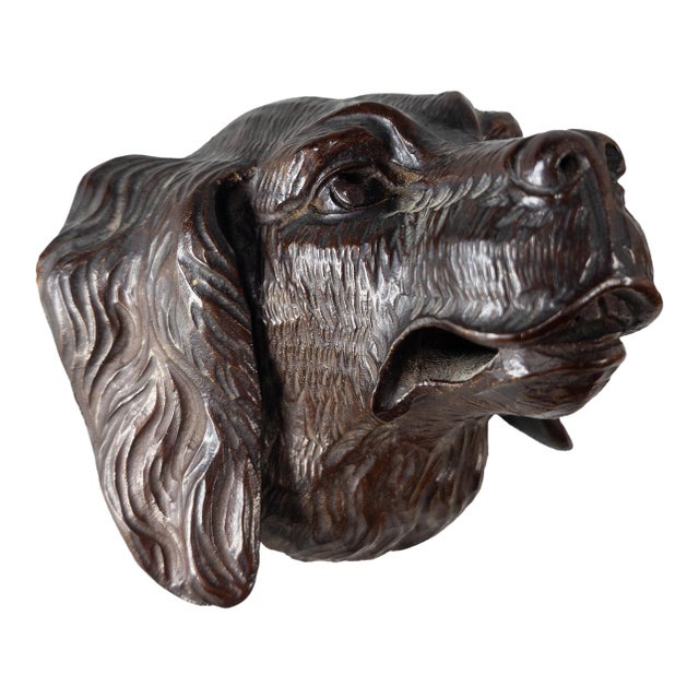19th Century German Black Forest Carved Setter Head Architectural Fragment For Sale