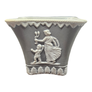 Vintage Wedgewood Gray and White Satin Planter