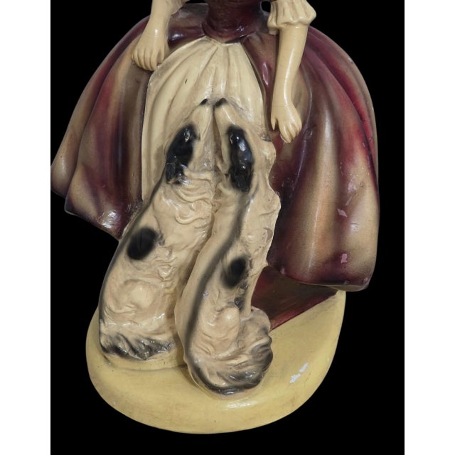 Mid 20th Century Vintage Mid-Century Modern Italian Figural Ceramic Lamp With Borzoi Dogs – Working Table Lamp For Sale - Image 5 of 12