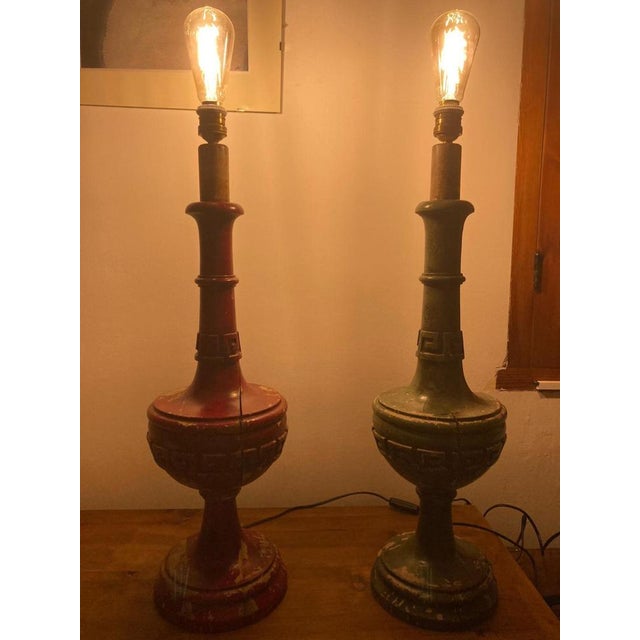 Wood Electrified Candleholders, 1900s, Set of 2 For Sale - Image 7 of 18