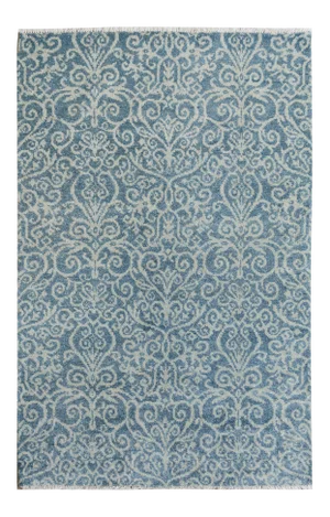 Shabby Chic Kafkaz Lt. Blue/Lt. Blue Wool & Viscose Rug - 3'11" X 6'