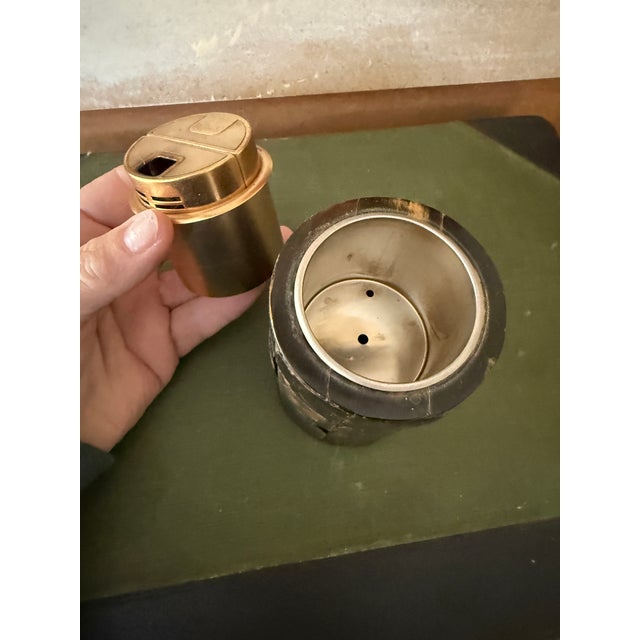 Mid-Century Modern Vintage Sarome Table Lighter Japan Deep Brown Horn Inlay Mid Century Decor For Sale - Image 3 of 9