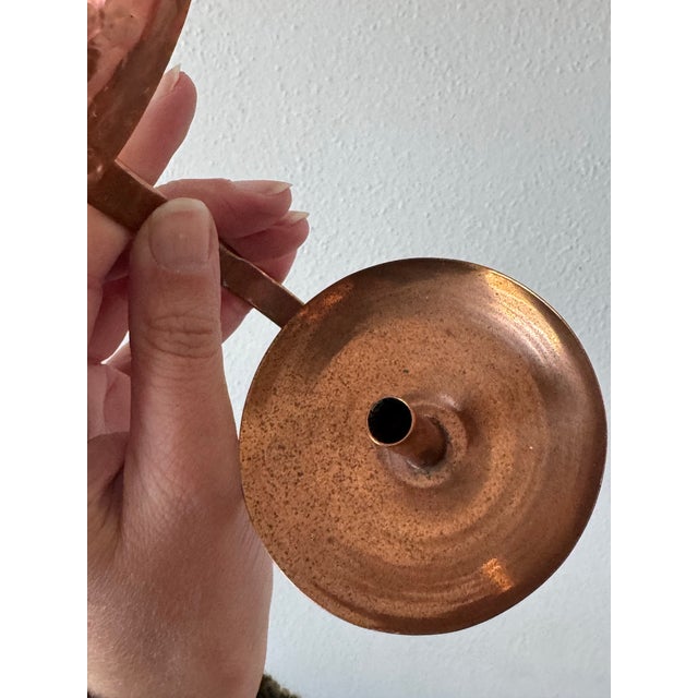 Copper Vintage Hand-Hammered Copper Rooster Wall Sconce – Folk Art Farmhouse Candle Holder For Sale - Image 8 of 10