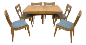 MCM Heywood-Wakefield 8 Piece Dining Set With M154 “Dog Bone” Chairs
