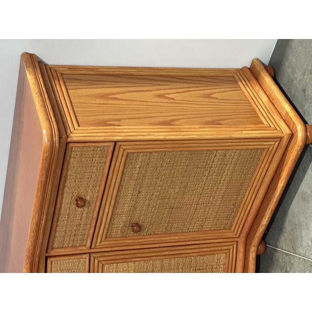 Vintage Rattan and Wood Orange Curved Sideboard, 1980s For Sale - Image 13 of 16