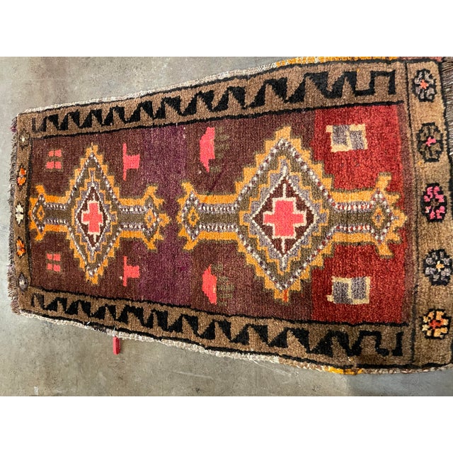 1990s Handwoven Persian Kordish Area Rug 1'4" X 3'0" For Sale - Image 4 of 5