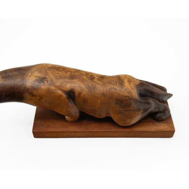 1960s Mid-Century Carved Burr Elm Otter Sculpture, 1960s For Sale - Image 5 of 9