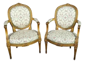 Pair of Jean-Baptiste 18th Century French Louis XVI Giltwood Chairs